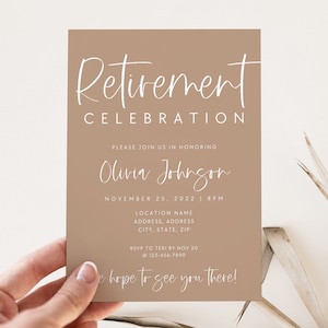 Minimal Retirement Party Invitation, Neutral Retirement Celebration Invite, Instant Download, Canva Template, Editable Retirement Invite