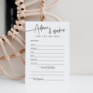 Retirement Advice and Wishes Printable, Modern Retirement Party Game Activity, Retiree Wishes Bucket List Ideas