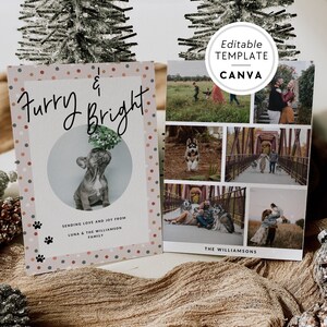 Pet Photo Christmas Card, Cute Editable Pet Holiday Card, Christmas Dog Photo Card Template, DIY Xmas Card with Pet Photo, Canva Template