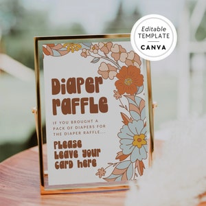 Diaper Raffle Sign Template Canva, Baby Shower Diaper Raffle Game, Printable Diaper Raffle Sign & Ticket Baby Party Games, Shower Game Bohdi