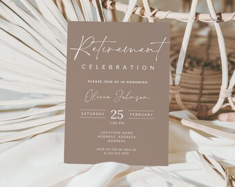 Boho Retirement Party Invitation Canva Template