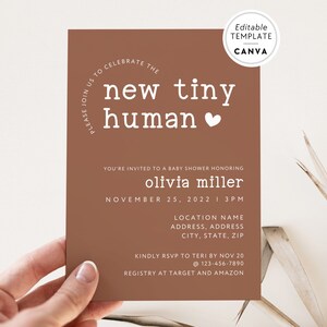 Editable Baby Shower Invitation Template Canva, Boho Baby Shower Invite Gender Neutral Shower Invite, Minimalist Digital Baby Shower, Quinn
