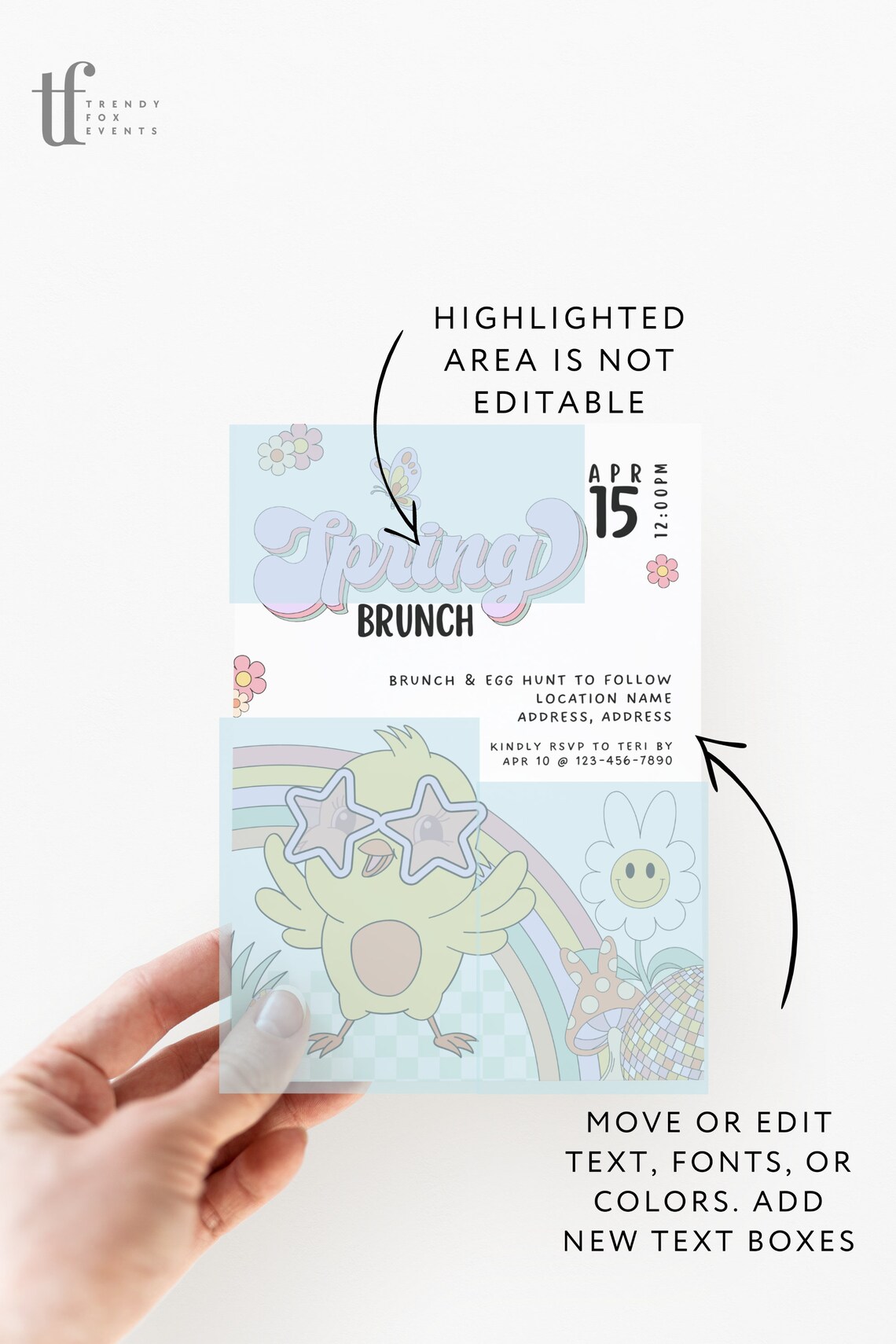 Spring Breakfast Invite Printable Spring Brunch Invitation, Editable Easter Celebration ...