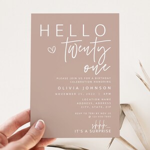 21st Birthday Invite Template, Boho Birthday Party Digital Invite, DIY Canva Template, Happy 21st Birthday, Editable Blush Bday Invite bild 2