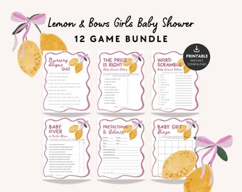 Lemon Girls Baby Shower Games Bundle, Whimsical Italian Ciao Baby Citrus 12 Game Activity Pack, Instant Download BSIT35