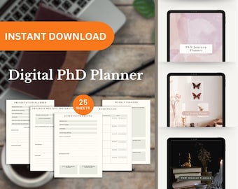 Dark Academia Theme PhD Journey Planner: Digital & Printable Dissertation Planner - Instant Download Thesis Planner