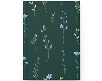 Wildflower Journal | Dark Green Floral Journal | Botanical Journal | Writer, Poet, Author Gift