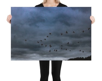 Quadro em tela com gansos-do-canadá – Arte de parede com tema de vida selvagem