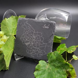 Cologne map slate coaster with engraving - personalized Cologne gift - Cologne neighborhoods on slate - coaster with custom engraving