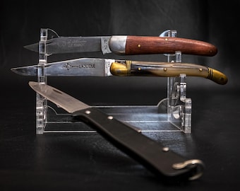 Messerständer aus Acryl – Transparenter Messerhalter für 3 Messer – Display - Perfekte Präsentation für Sammler und Messerliebhaber