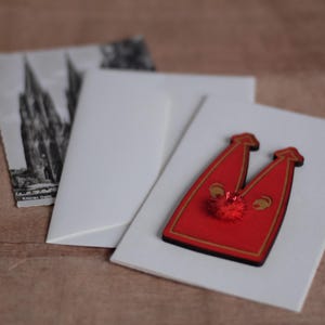 Dom van Keulen cadeaukaart - wit handgeschept papier - wenskaart uit Keulen - kathedraal met kartonnen neus - kaart met envelop-envelop - gift op kölsch -
