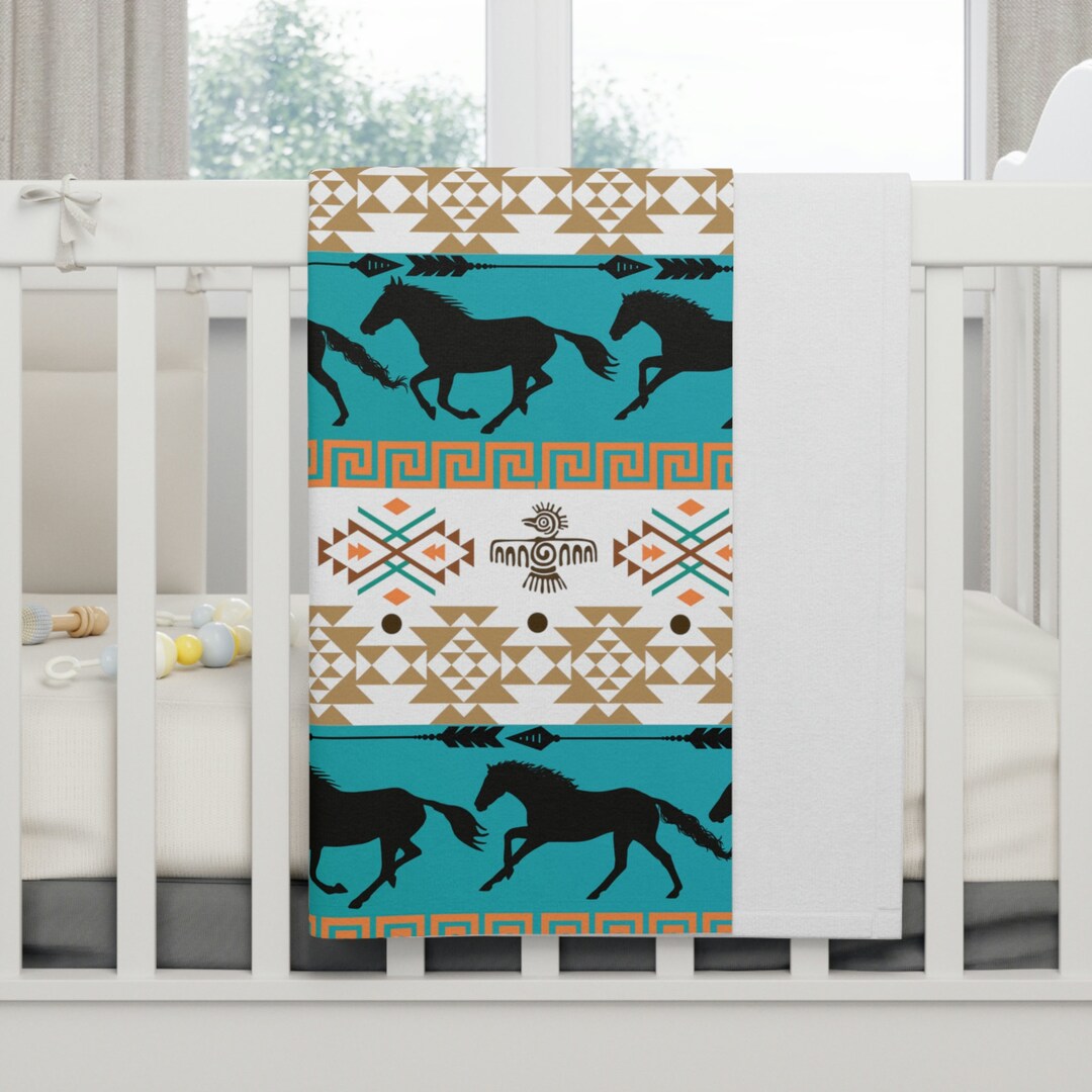 Western Style Soft Fleece Baby Blanket, Western Baby Blanket, Rodeo