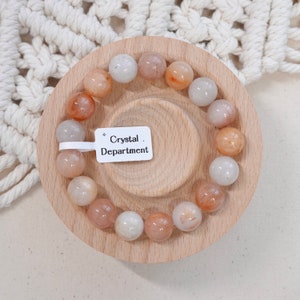 Grade A Pink Fine Rutilated Quartz with Full Inclusions (Bunny/Rabbit Hair Quartz) 12mm Genuine Bracelet | Crystal Department (Gift for Her)