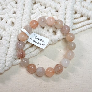 Pink Rabbit Hair (Fine Rutilated Quartz) Velvelty 11mm Bracelet Genuine Grade A Crystal Quartz Pink | Crystal Department (Gift for Her)