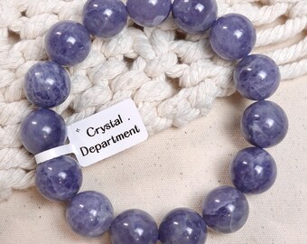 Grade A Natural Iolite Bracelet Jumbo 15mm Genuine Natural Indigo Milky Violet Iolite Crystal Gemstone | Crystal Department (Gift for Her)