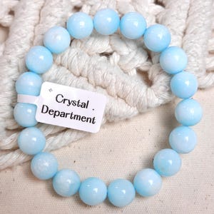 RARE Blue Hemimorphite Grade A＊ 10mm+ Natural Gemstone Beaded Bracelet Genuine Ocean Stone from Wenshan | Crystal Department (Gift For Her)
