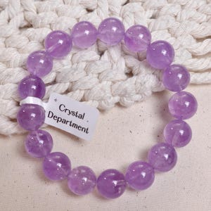 Grade A＊ Gemmy Lavender Amethyst 12mm+ Bead Bracelet High Grade Amethyst Jewellery Birthstone Bracelet | Crystal Department (Gift For Her)