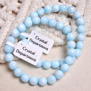 RARE Blue Hemimorphite (Grade A＊) 8mm+ Natural Gemstone Beaded Bracelet Genuine Ocean Stone from Wenshan | Crystal Department (Gift For Her)
