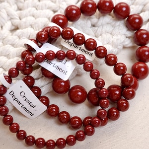 Cinnober Lila Cinnabarit 6 mm 10 mm 12 mm Släta Pärlor Armband Feng Shui Rikedom Välstånd Lycka Armband | Crystal Department (Present till henne)