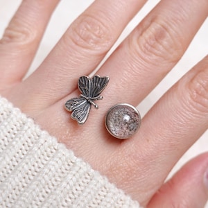 Butterfly Open Ring RARE Purple Phantom Lodolite Garden Quartz Sterling Silver Open Ring Garden Quartz Design Ring | Crystal Department Gift
