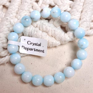 RARE Blue Hemimorphite (Grade A＊) 9mm+ Natural Gemstone Beaded Bracelet Genuine Ocean Stone from Wenshan | Crystal Department (Gift For Her)