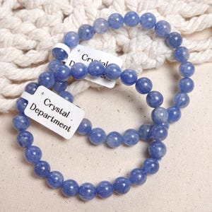 Grade A ＊ Blue Kyanite Kyanos Gemstone with Cats Eye Effect 7.5mm+  Bracelet Protection Blue Crystal Bracelets | Gift for Him Gift for Her