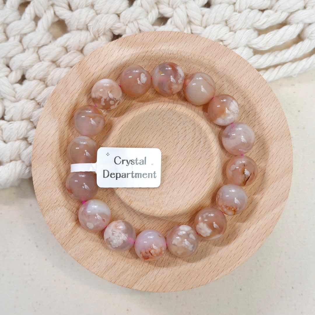 Grade A Cherry Blossom Flower Agate 12mm Warm Pink Neutral Natural