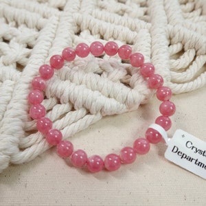 GradeA＊ Pulseira de pedra preciosa de 7,5 mm de rodocrosita gelada para aniversário, formatura, aniversário, namorada, namorado, dia das mães | Departamento de Cristal