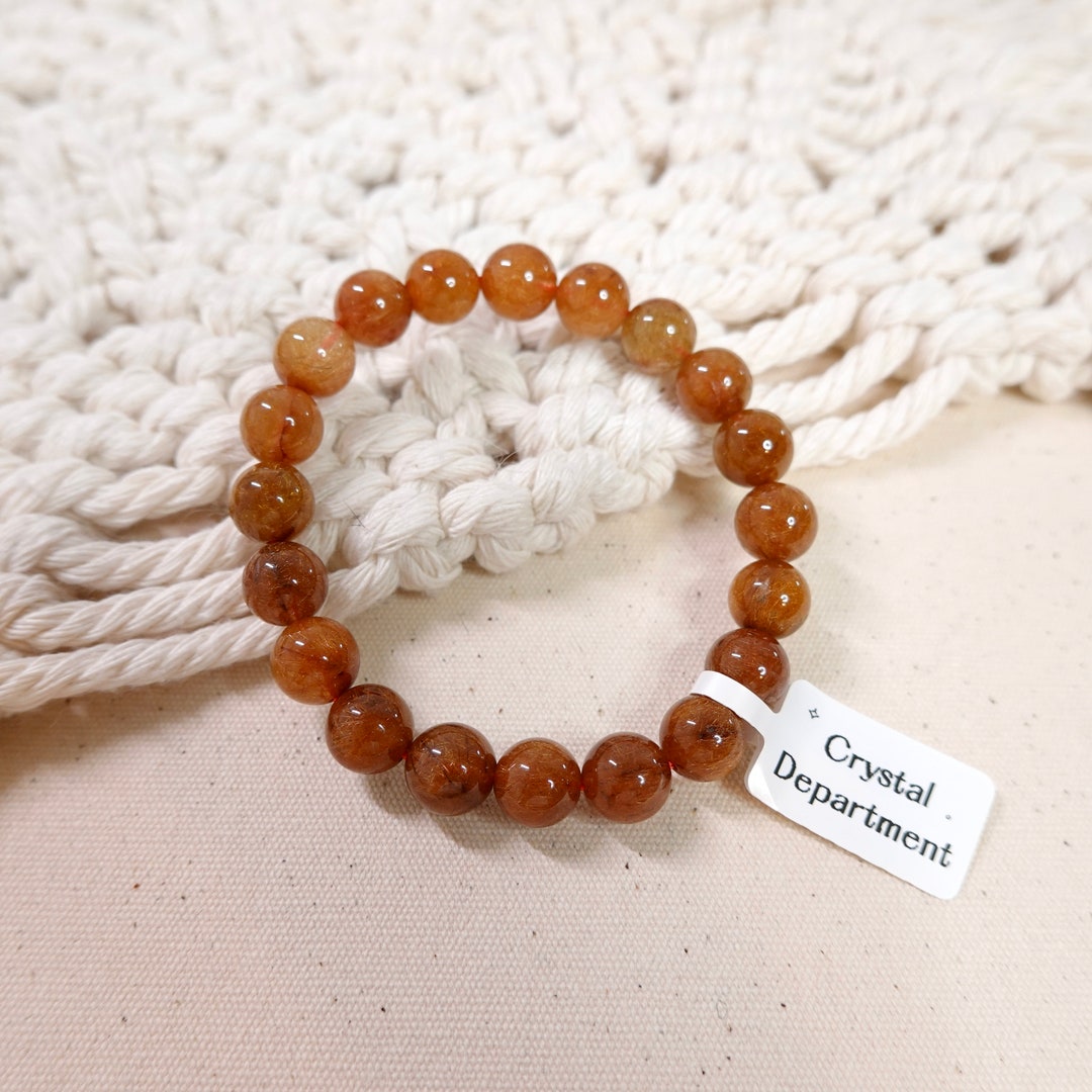 Grade A Coffee Rutilated Titanium Gold Quartz 10mm Full Inclusions