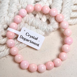 Natural Queen Conch Shell Certified 8mm Bracelet Baby Pink Bead Bracelet 100% Pink Queen Conch Jewelry | Crystal Department (Gift for Her)