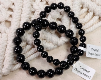 Grade A ⁂ Black Tourmaline 8 & 10mm Bracelet Powerful Protection Healing Bracelet Bracelet for Men | Crystal Department (Gift for Home)