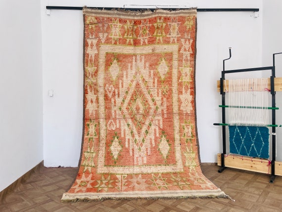 Vintage Moroccan Wool Rug - Handmade Berber Carpet, Tribal Area Rug for Living Room, Antique Moroccan Tapis Marocain