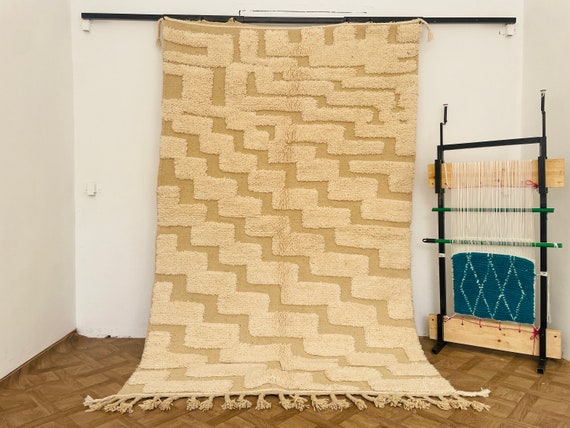 Moroccan Beni Ourain Area Rug - Accent Rug Transitional Ivory Rugs for Living Room Bedroom Dining Room Entryway Kitchen
