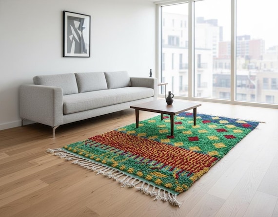 Large Boujaad Wool Rug, Handwoven Moroccan Berber Carpet