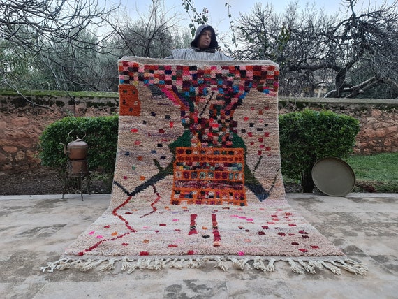 Timeless Craft! Hand-Knotted Moroccan Wool Rug – Custom Beni Ourain Berber Carpet – Colorful & Soft Area Rug – 100% Natural Wool