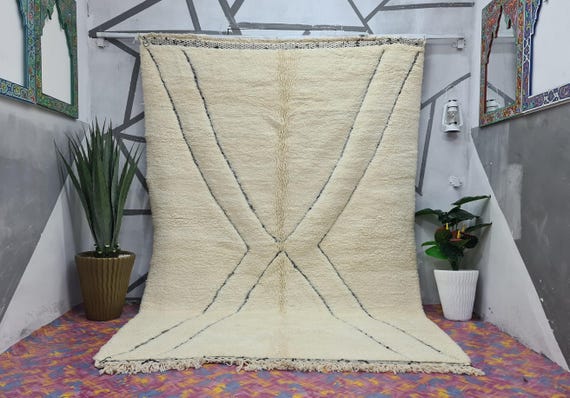 Moroccan Wool Rug, Mid Century Modern Area Rug, Custom Handmade Rug, 8x10 Living Room Rug, Nursery Rug, Beni Ourain, Bedroom Rug