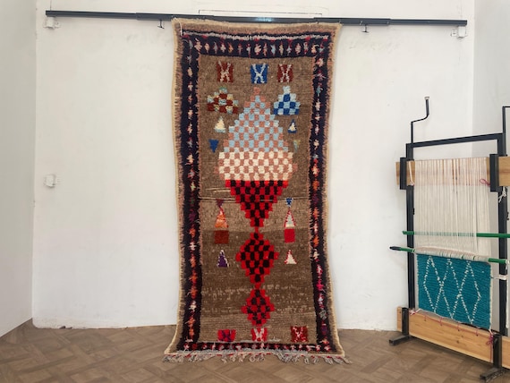 Moroccan Rug Runner Vintage Area Rug, Bohemian Hallway Rug, Colorful 3x7 Runner, Berber Tapis Berbere