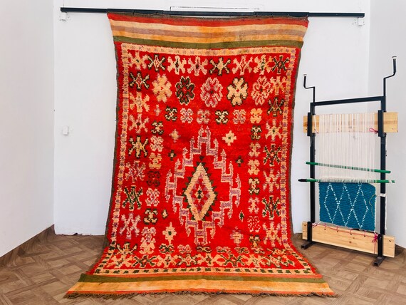 Wool Primitive Floor Rug - Handmade Area Rug For Boho Living Room - Fall Autumn Home Decor interior - Vintage Halloween Home Decor Rustic