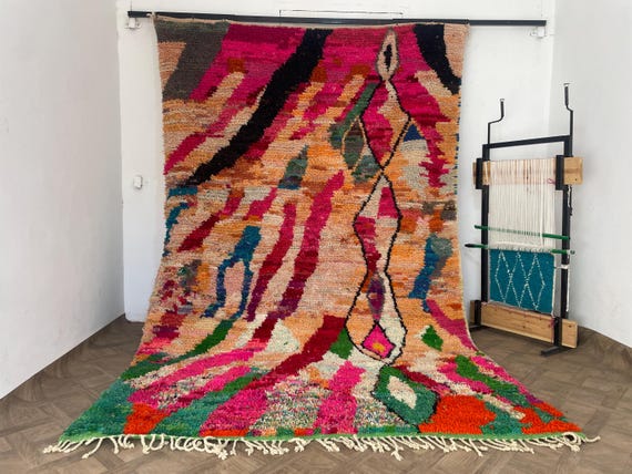 Moroccan Wool Rug 9x12 Berber Rug Large Hallway Eco-Friendly Rug
