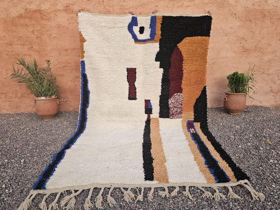 Hand-Tufted Moroccan Abstract Rug – Eco Home Decor, Boho Accent Rug