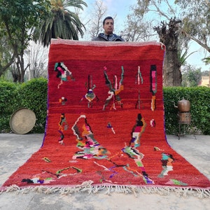 Moroccan rug Red - Beni ourain rug - wool berber rug - Custom rug - handmade rug - Red rug - Free shipping - Moroccan Red rug - Red