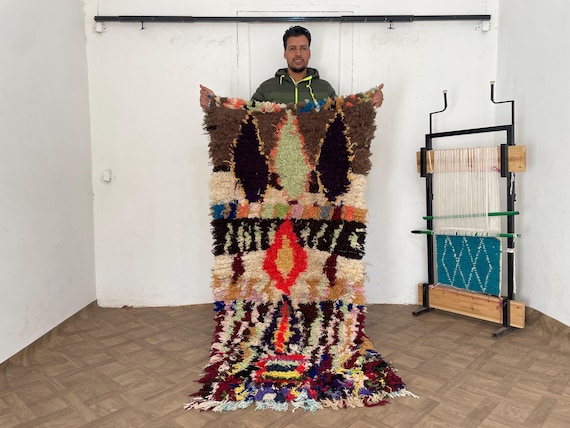 Colorful Moroccan Rug Runner, Vintage Berber rug, Boho colorful rug, Old rug, Sheep Wool Rug, Moroccan gray wool rug, Abstract Carpet Runner