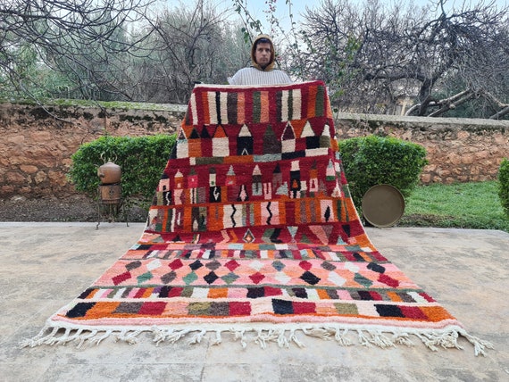 Custom Handmade Moroccan Beni Ourain Rug | Colorful Tufted Area & Runner Rug | Perfect Housewarming Home Decor