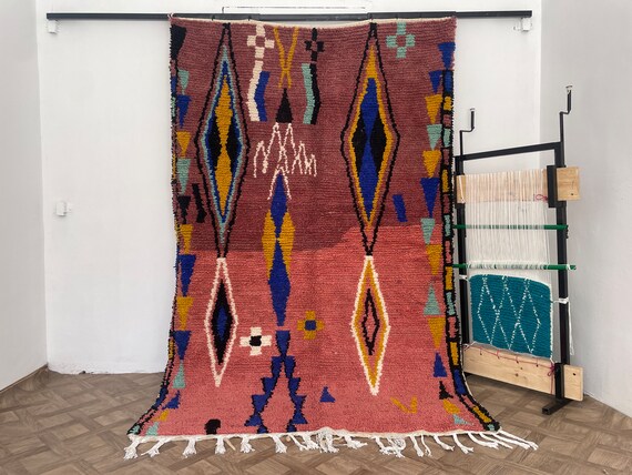 Handmade Multicolored Moroccan Rug - Custom Boujaad Wool Rug - Traditional Berber Carpet - Unique Home Decor