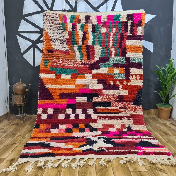 Alfombra Personalizada - Custom Boujaad Moroccan Rug - Shag Carpet - Contemporary Area Rugs Moroccan - Handmade Berber Rug Multicolor