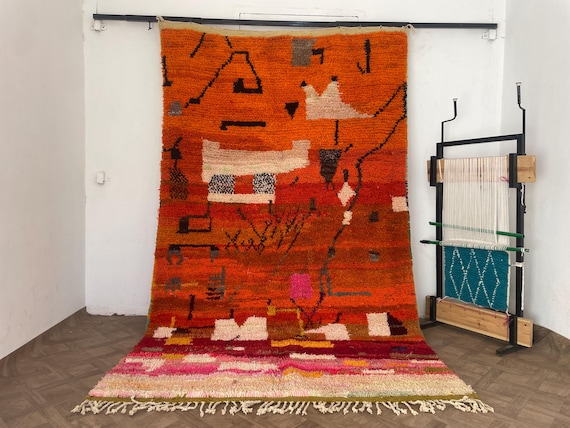 Moroccan Rug Amazing Style - Orange Rug Moroccan - Custom Rug - Handmade Rugs Living Room - Rug Hand Knoted - Home Decor Modern Boho