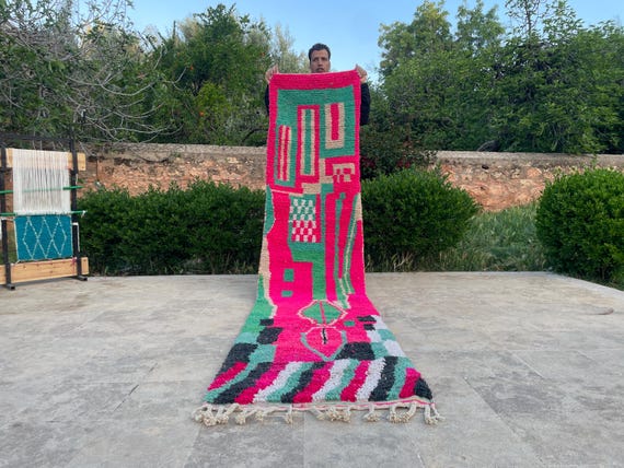 Gorgeous Moroccan Runner Rug - Handmade Wool Hallway or Kitchen Carpet - Mother’s Day Home Decor Gift for Her - By Berberugallery