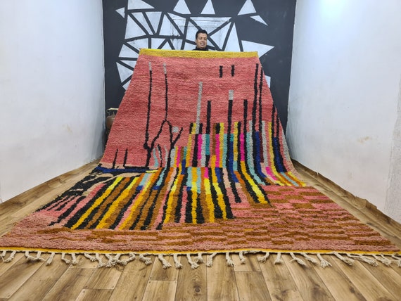 Large moroccan colorful rug - Overdyed pink rug - Beni ouarain rug - Tufted rugs handmade - Woven tapestry - Unique holiday gift for women