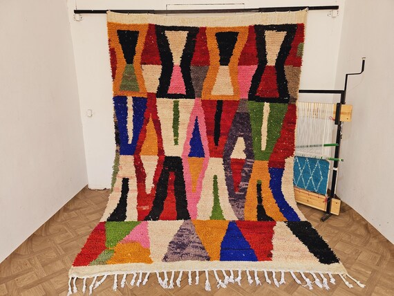 Large Living Room Area Rug - Soft Washable Boho Moroccan Farmhouse Rugs for Bedroom Under Dining Table - Colorful Tribal Indoor Floor Carpet