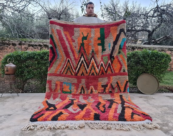 Gift Rug for Her | Colorful Wool Boho Handmade Rugs for Living Room and Bedroom
